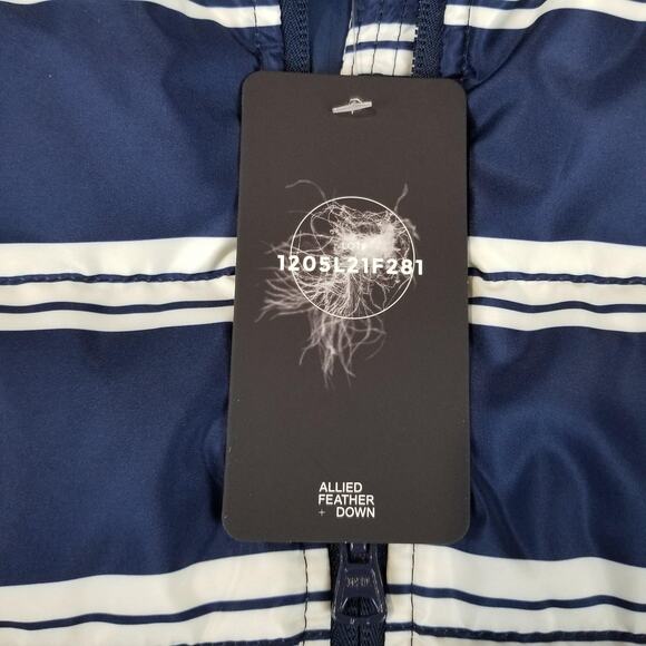 Lands' End Vest Womens 1X Navy White Striped 600 Fill Down Puffer Quilted RDS - Picture 8 of 12